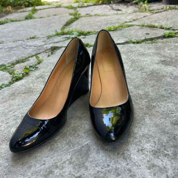 J. Crew Sylvia Patent Leather  Wedges - Picture 2 of 14